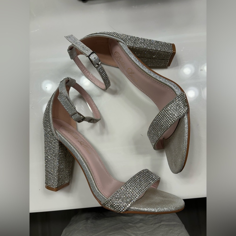 Silver heels shoes